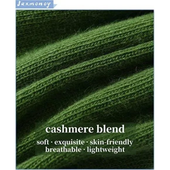 CASHMERE Slouchy Beanies for Women Winter Lightweight, Green - Picture 4 of 5
